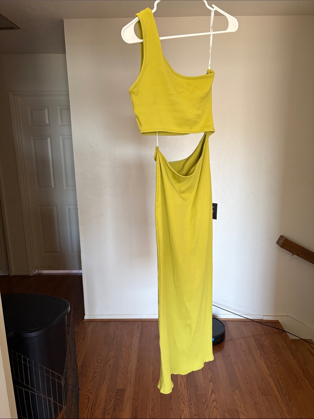 One-Shoulder Cutout Maxi Dress in Lime Green